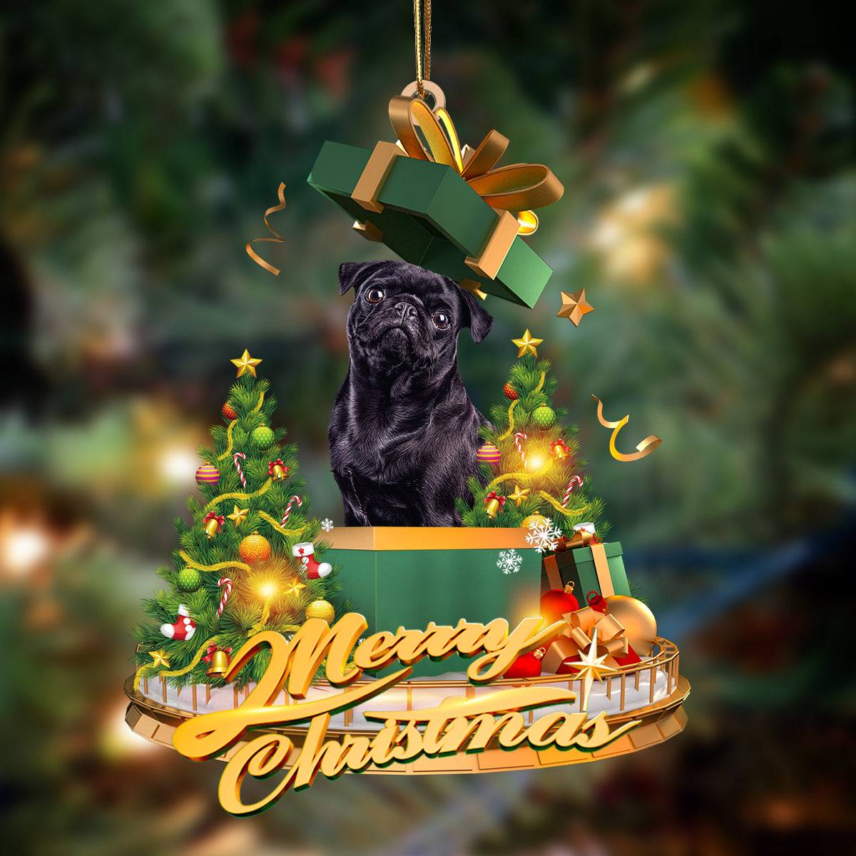 Pug bla-Christmas Gifts&amp;dogs Hanging Ornament