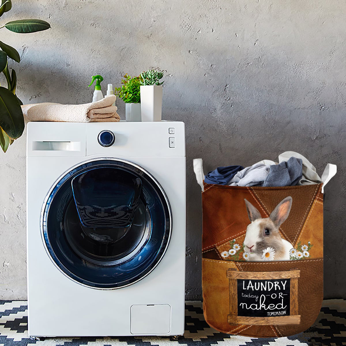 Rabbit-laundry today or naked tomorrow laundry basket