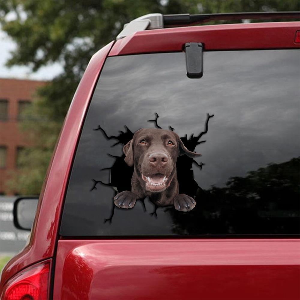 Chocolate Labrador Retriever Crack Car Sticker, Toilet Sticker, Fridge Sticker 9