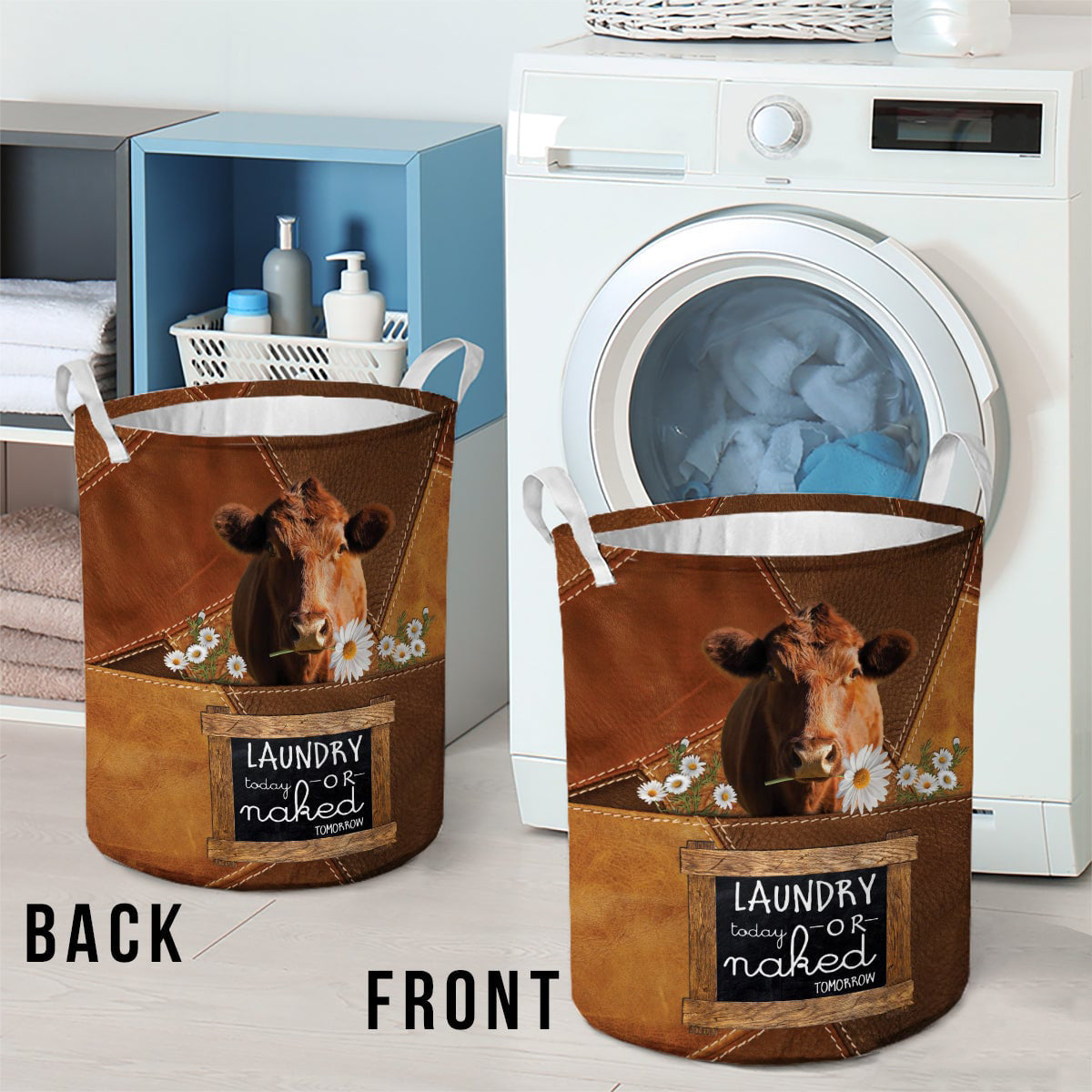 Red angus-laundry today or naked tomorrow laundry basket