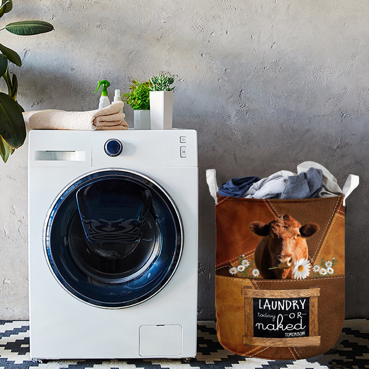 Red angus-laundry today or naked tomorrow laundry basket