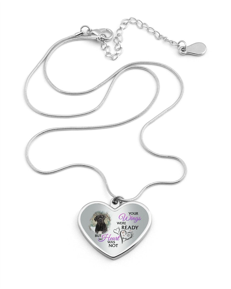 Cane Corso Your Wings Metallic Heart Necklace