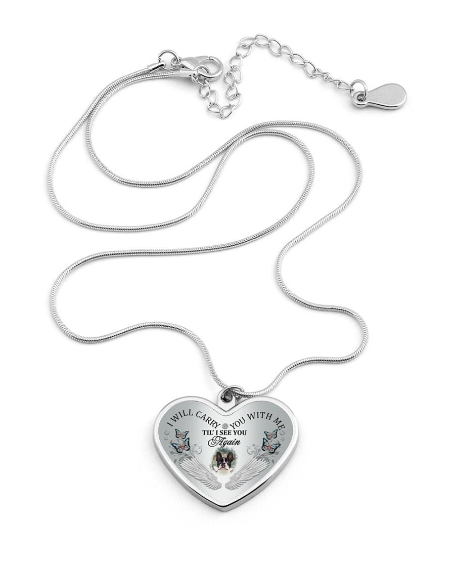Boston I Will Carry You Metallic Heart Necklace
