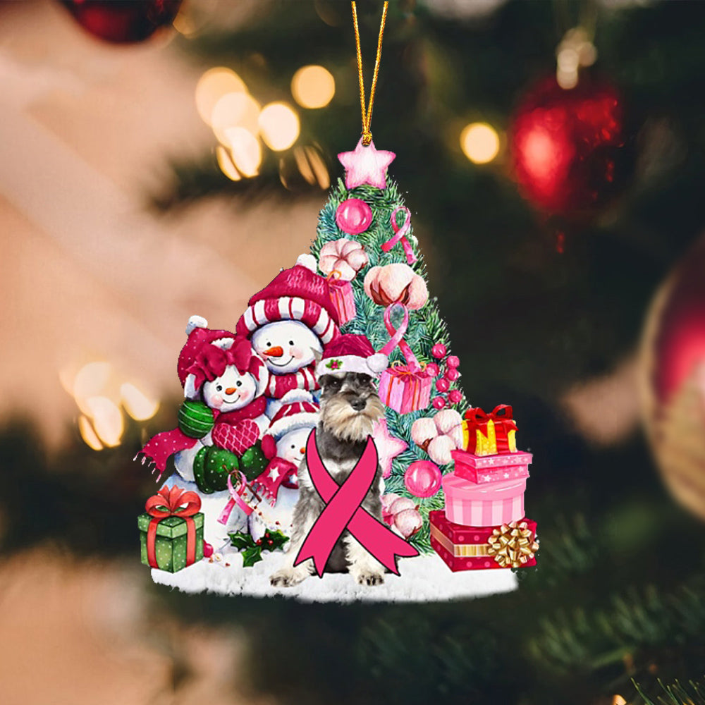 Schnauzer-Christmas in Pink-Two Sided Ornament