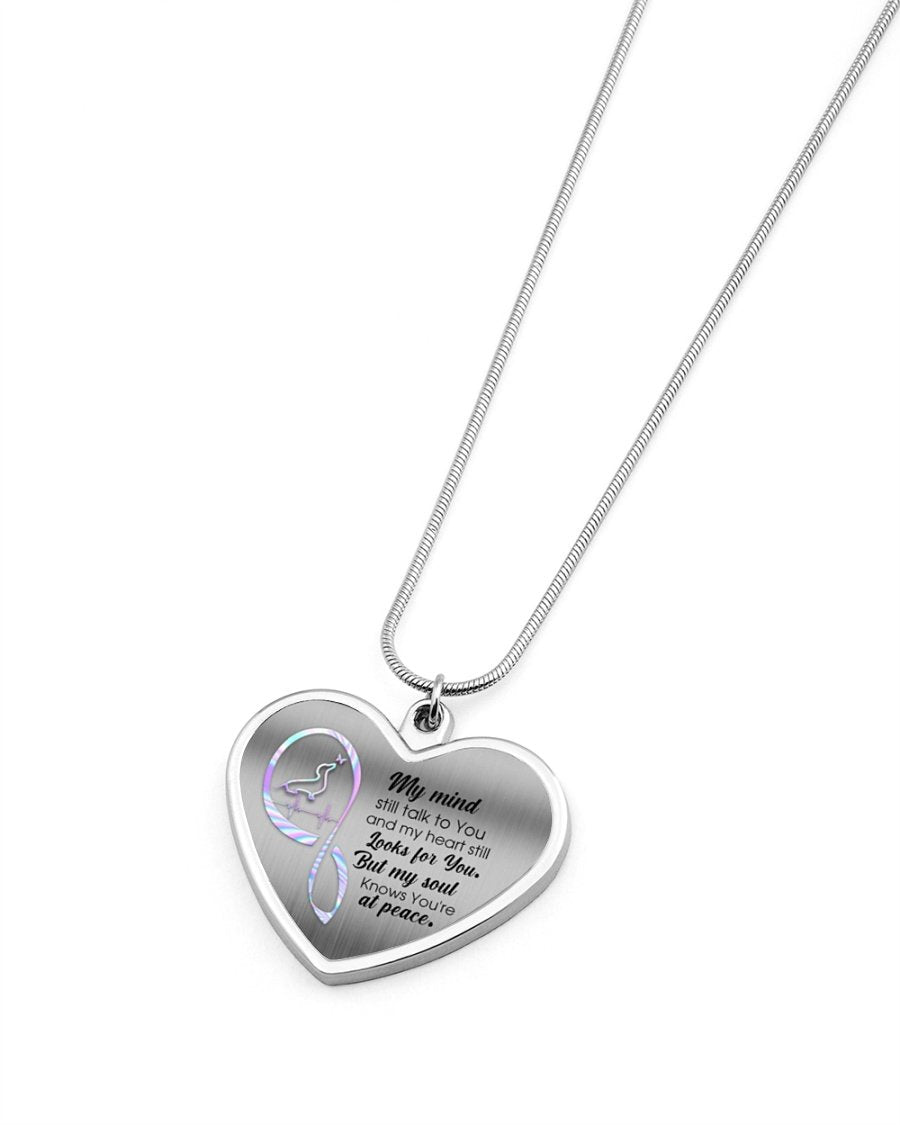 Dachshund My Mind Still Talk Metallic Heart Necklace