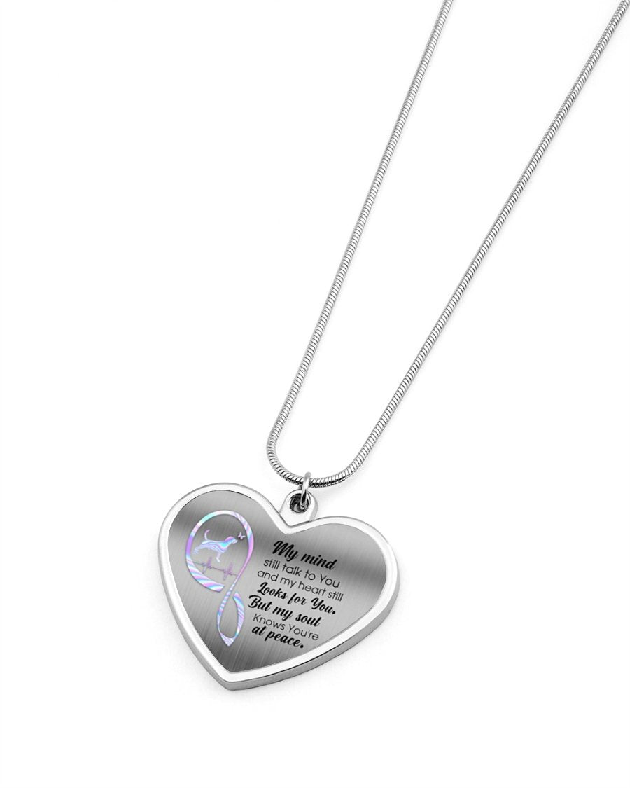 Beagle My Mind Still Talk Metallic Heart Necklace