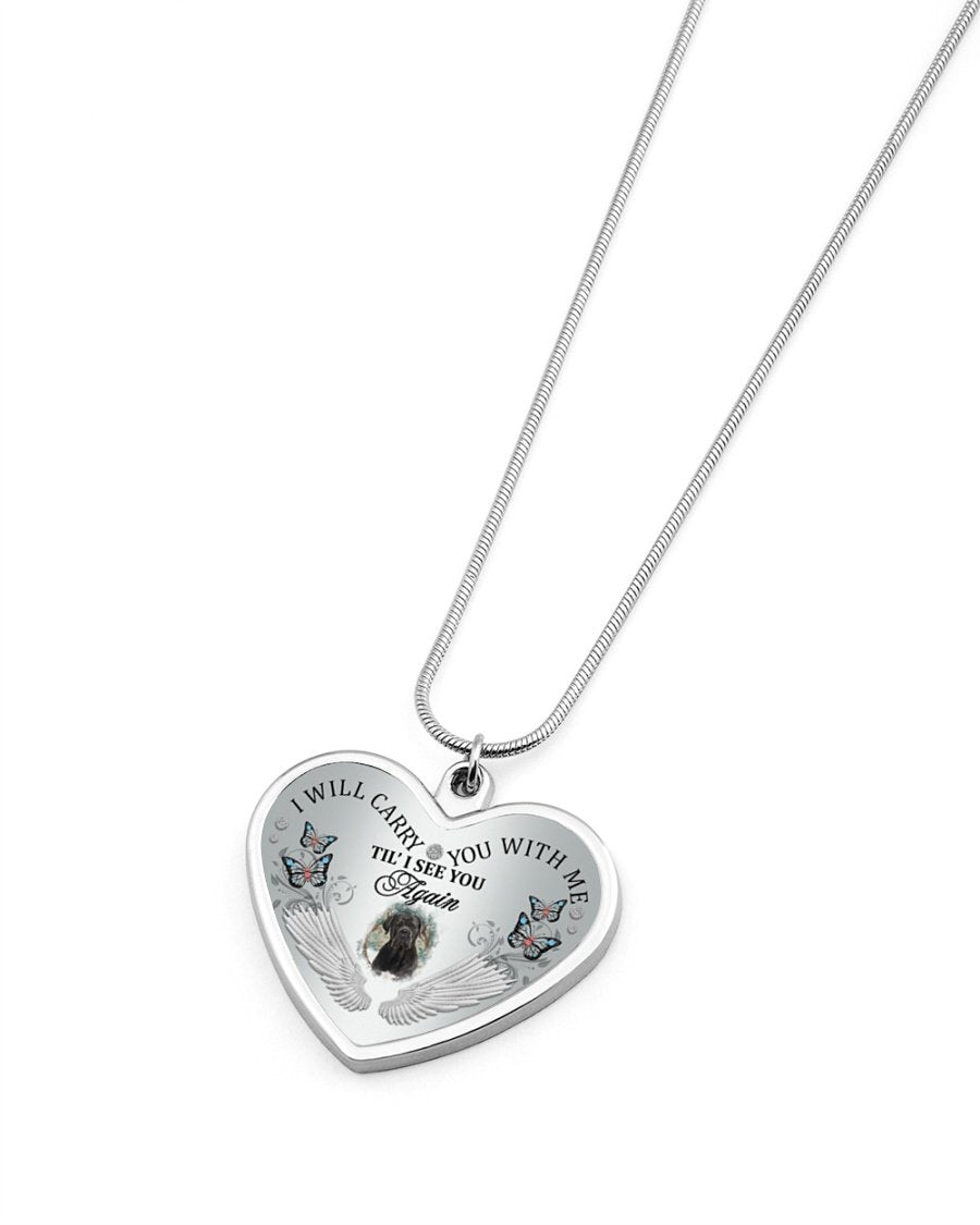 Cane Corso I Will Carry You Metallic Heart Necklace
