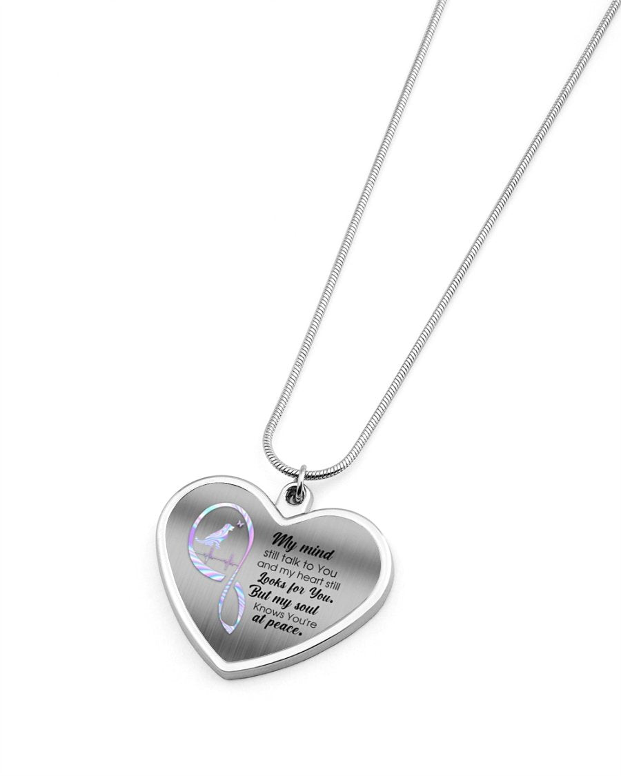Golden Retriever My Mind Still Talk Metallic Heart Necklace
