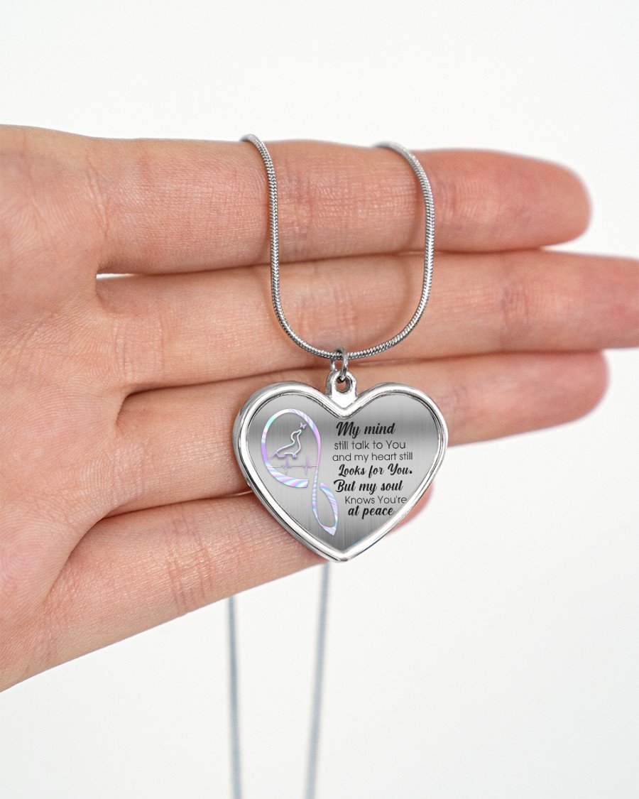 Dachshund My Mind Still Talk Metallic Heart Necklace