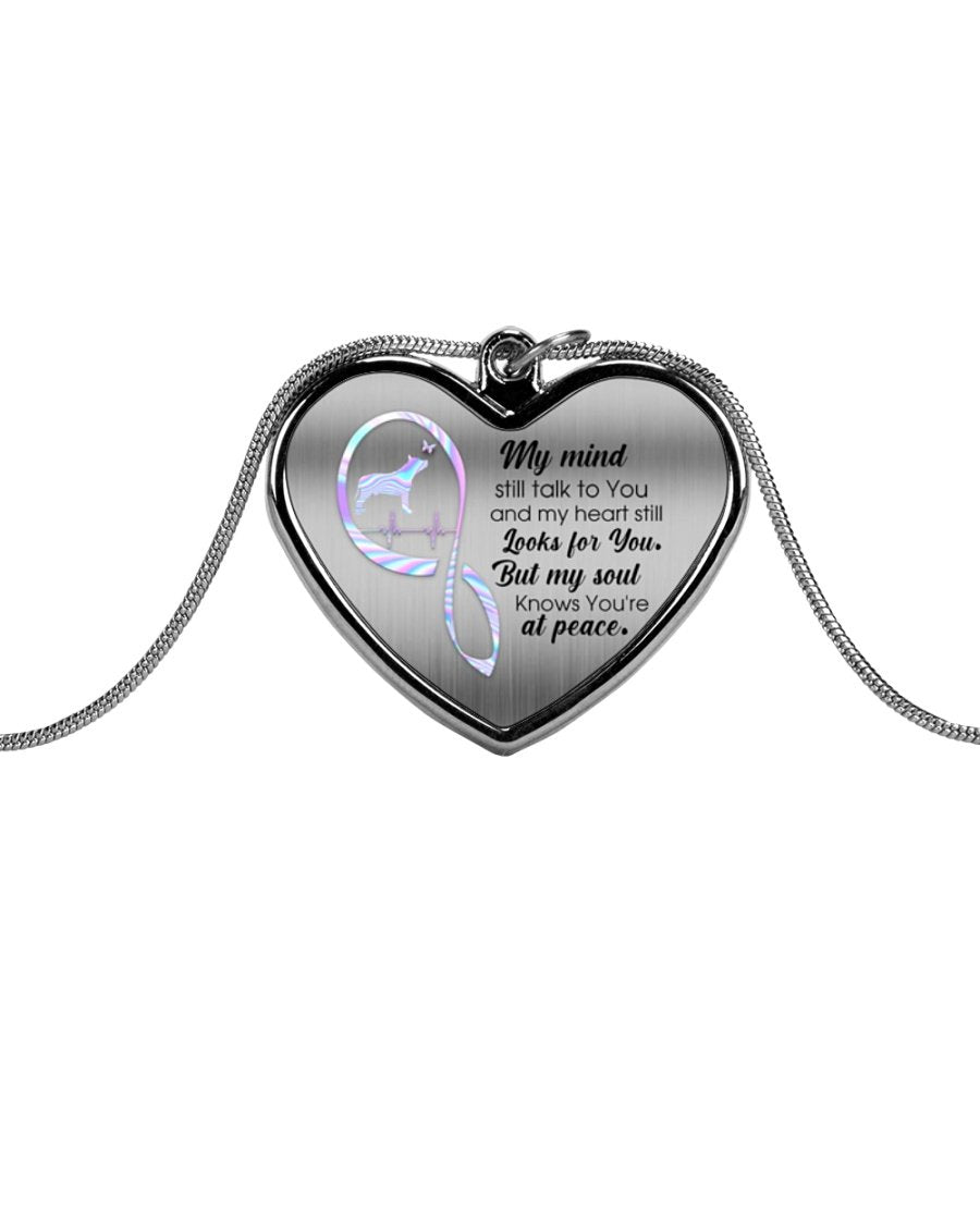 Staffordshire Terrier My Mind Still Talk Metallic Heart Necklace