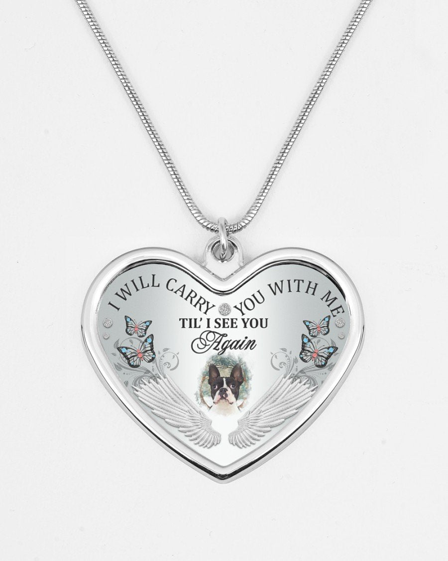 Boston I Will Carry You Metallic Heart Necklace