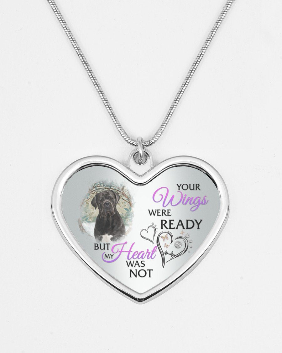 Cane Corso Your Wings Metallic Heart Necklace