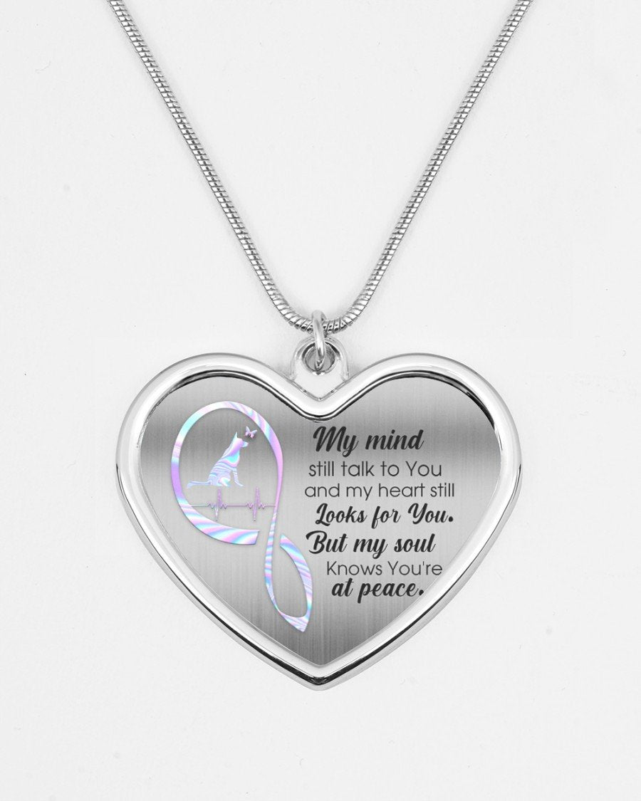 German Shepherd My Mind Still Talk Metallic Heart Necklace