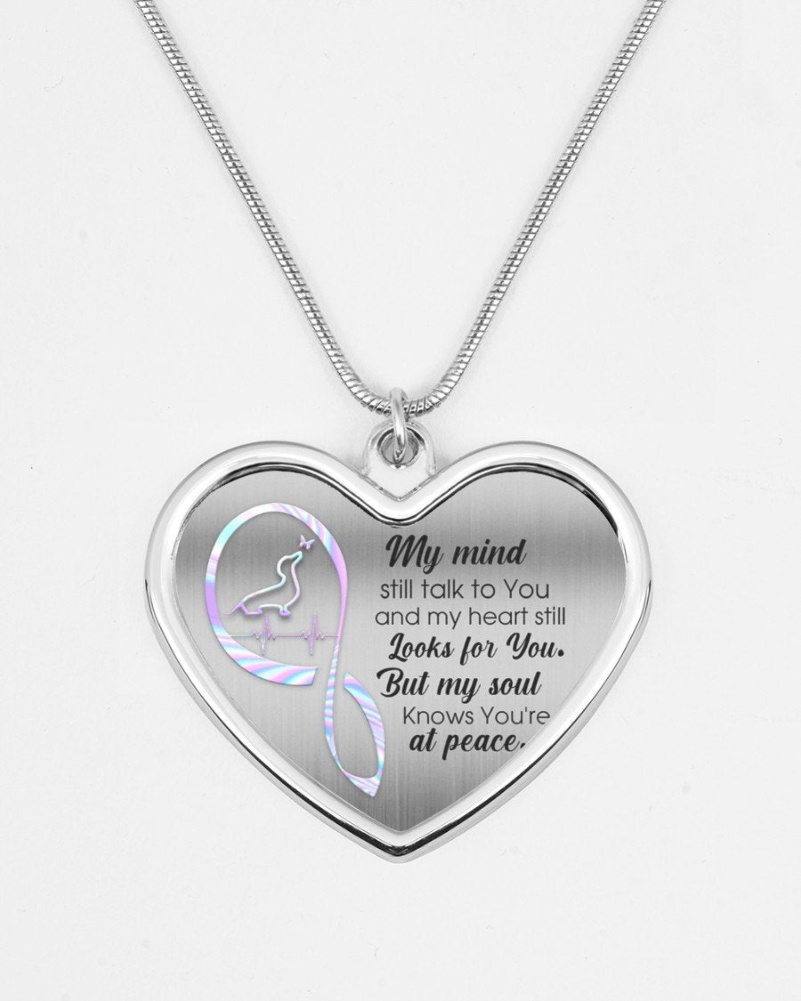 Dachshund My Mind Still Talk Metallic Heart Necklace