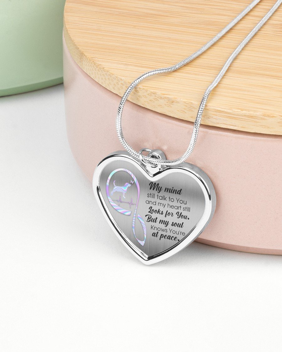 Beagle My Mind Still Talk Metallic Heart Necklace