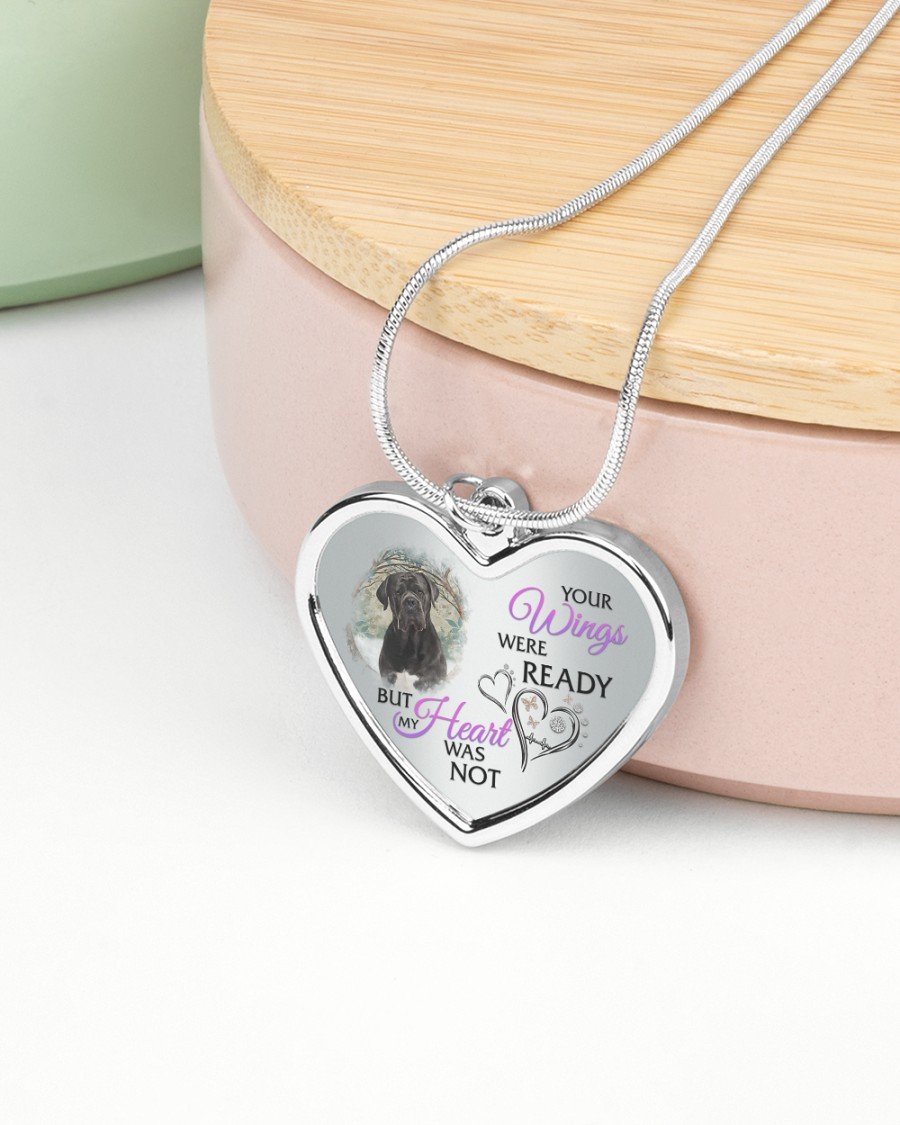 Cane Corso Your Wings Metallic Heart Necklace