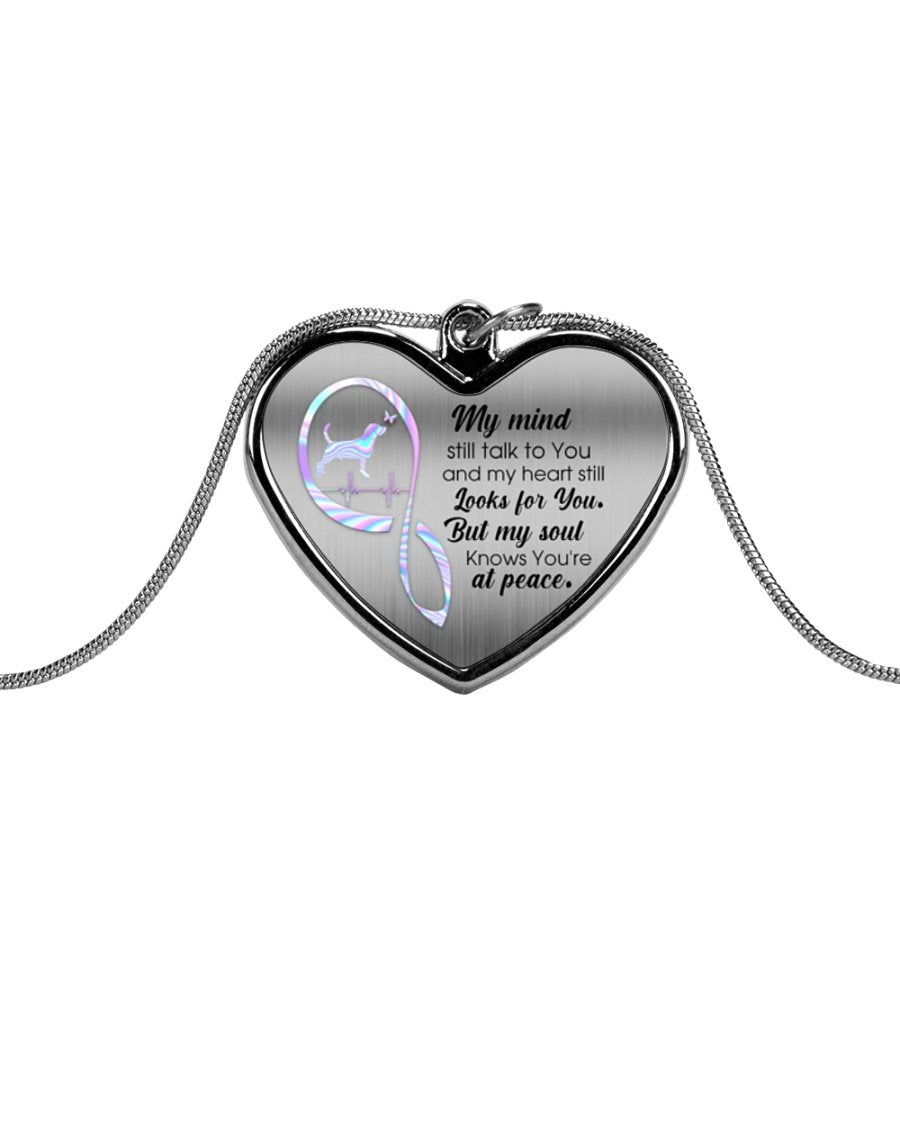 Beagle My Mind Still Talk Metallic Heart Necklace