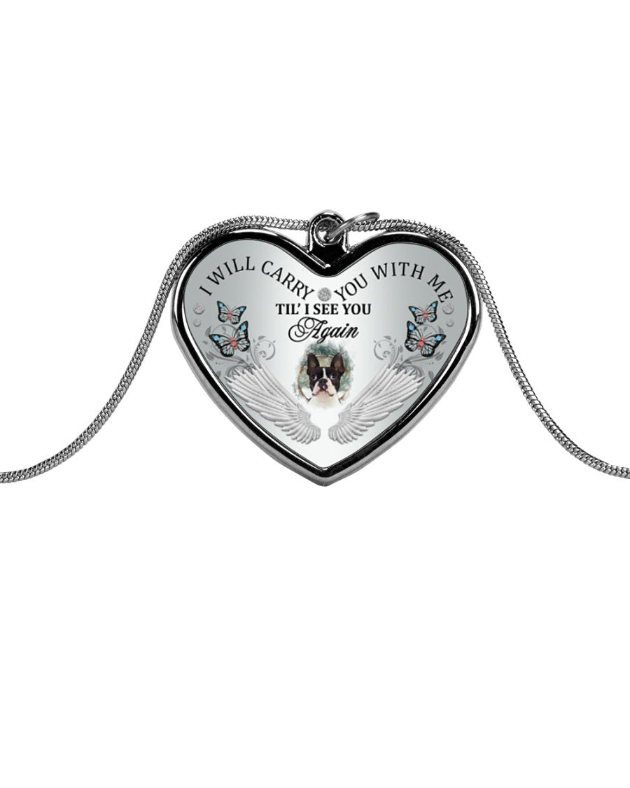 Boston I Will Carry You Metallic Heart Necklace