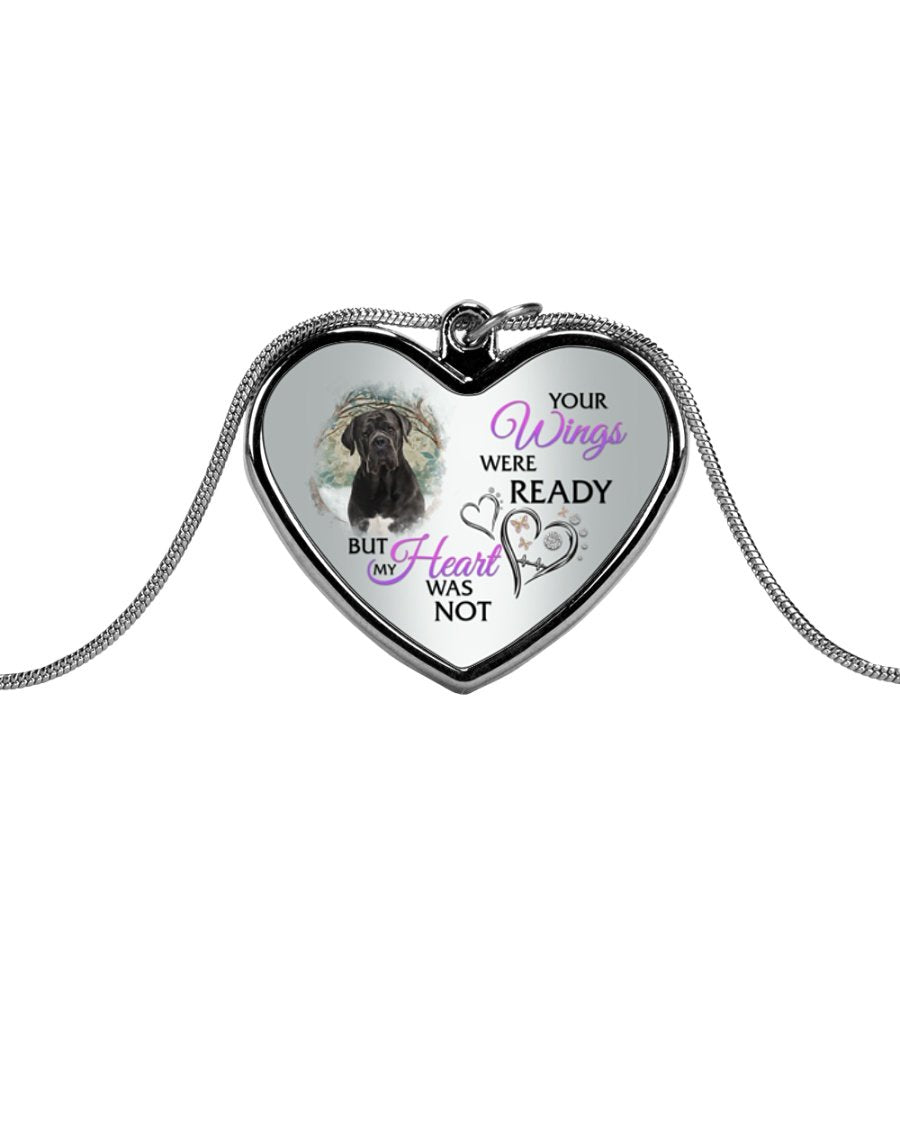 Cane Corso Your Wings Metallic Heart Necklace