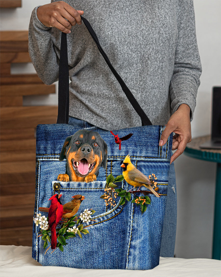 Rottweiler1-Cardinal &amp; Dog Cloth Tote Bag