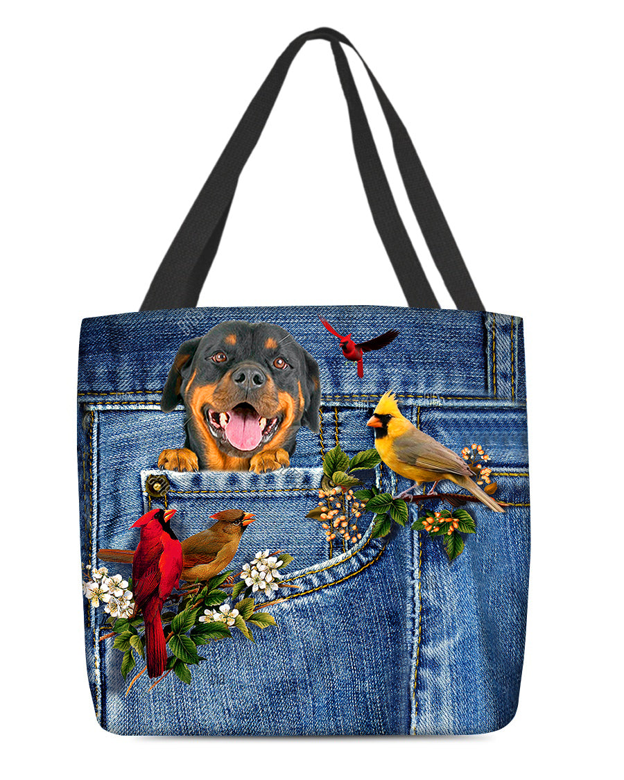 Rottweiler1-Cardinal &amp; Dog Cloth Tote Bag