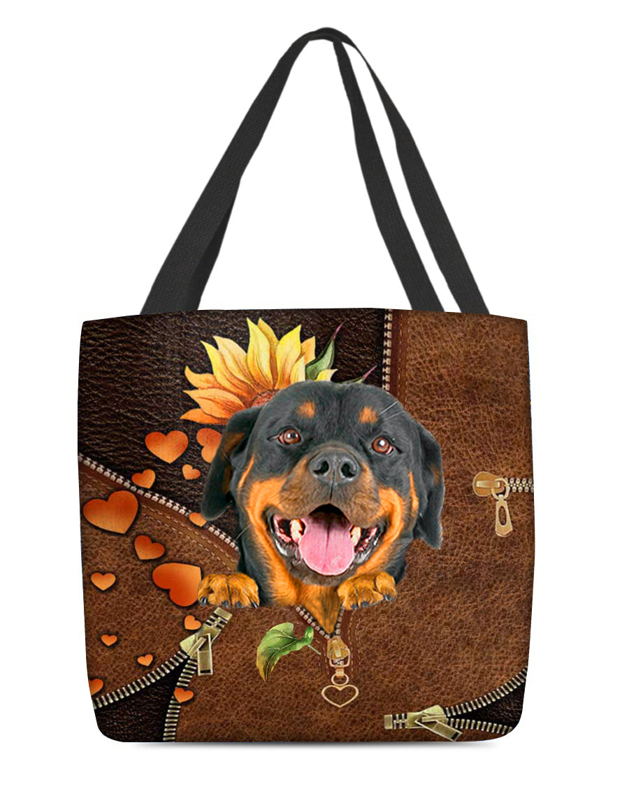 Rottweiler1-Sunflower&amp;zipper Cloth Tote Bag