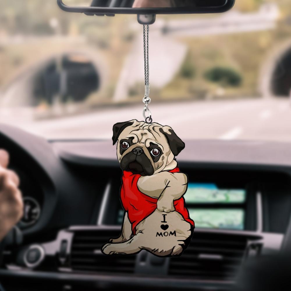 pug love mom car sticker