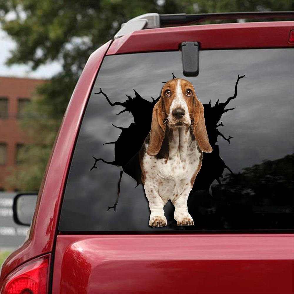 Basset Hound Crack Car Sticker, Toilet Sticker, Fridge Sticker 10