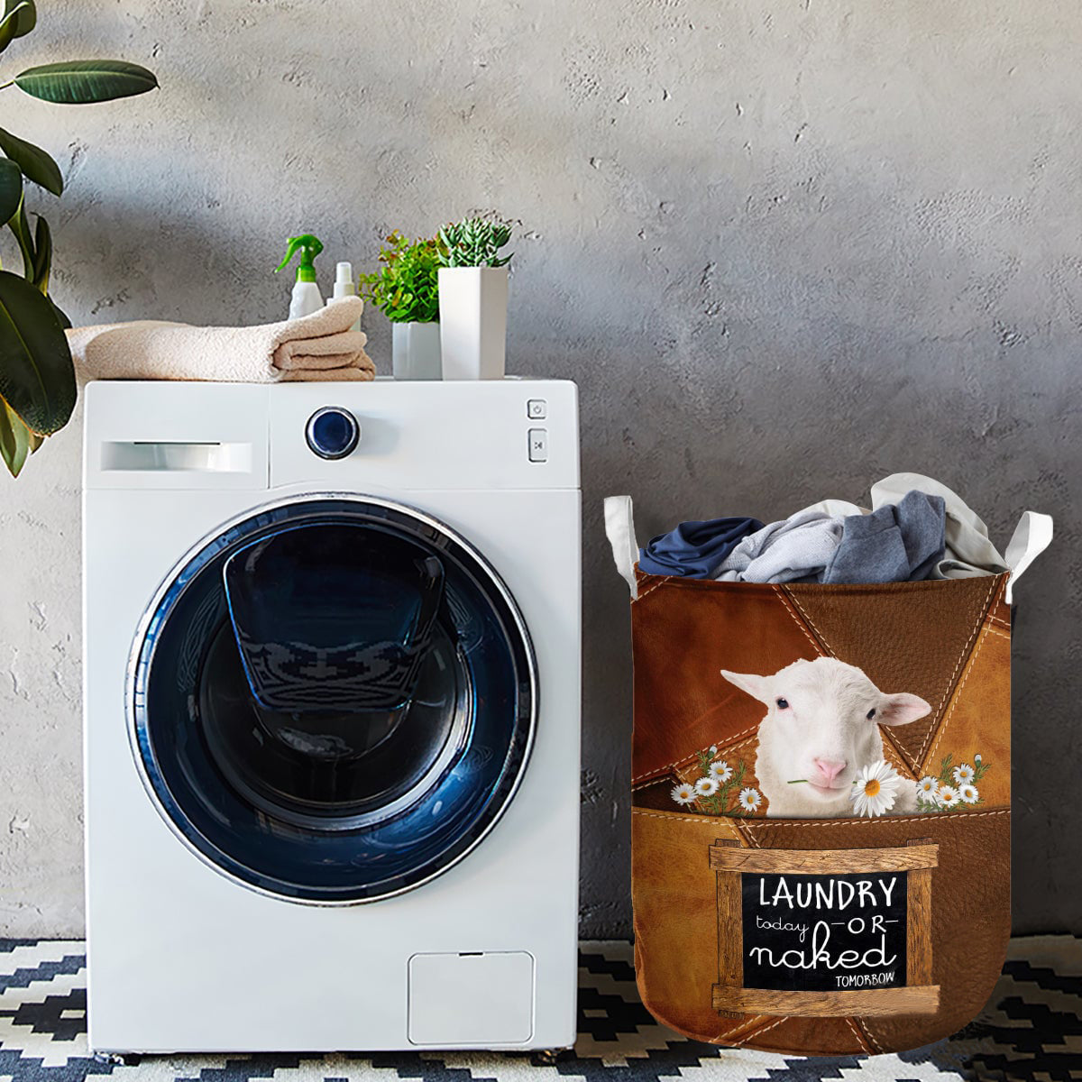 Sheep-laundry today or naked tomorrow laundry basket