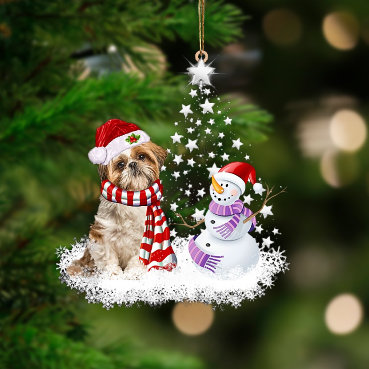 shih tzu-Star Tree Hanging Ornament