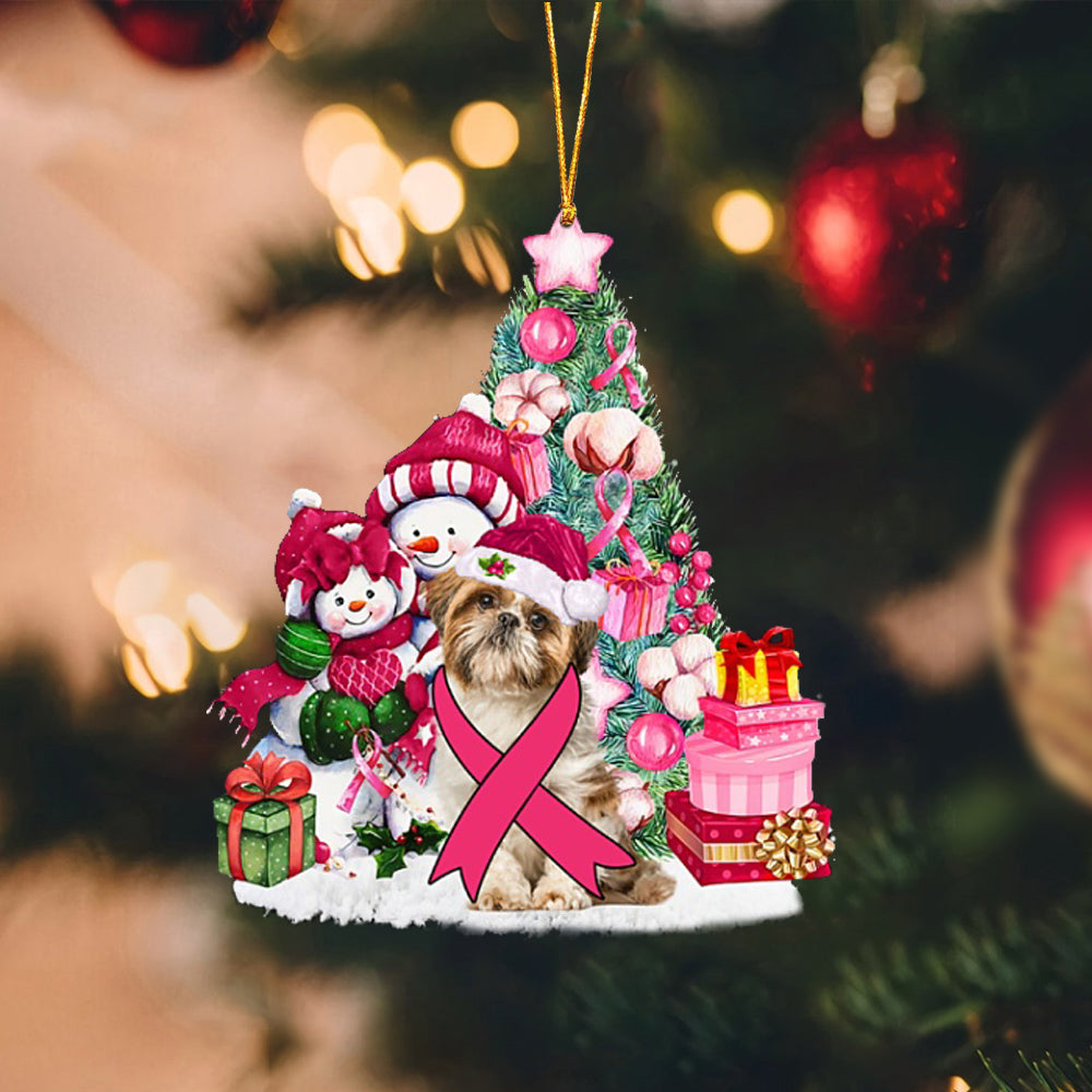 Shih Tzu-Christmas in Pink-Two Sided Ornament