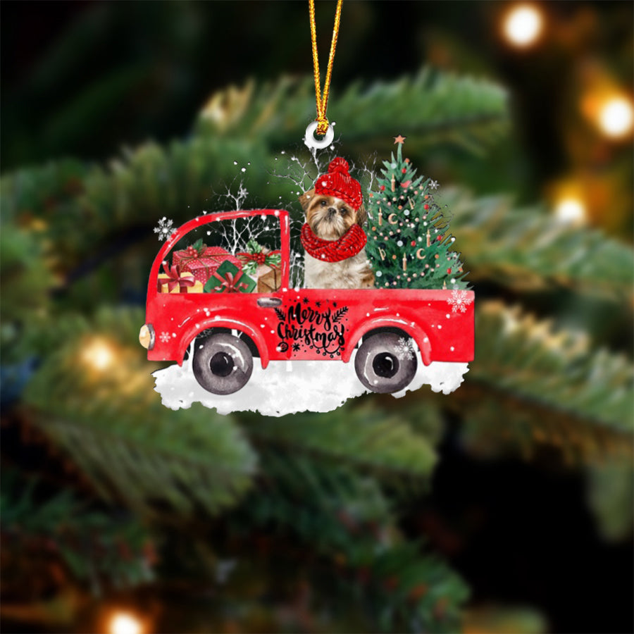 Shih tzu-Xmas Truck-Two Sided Ornament