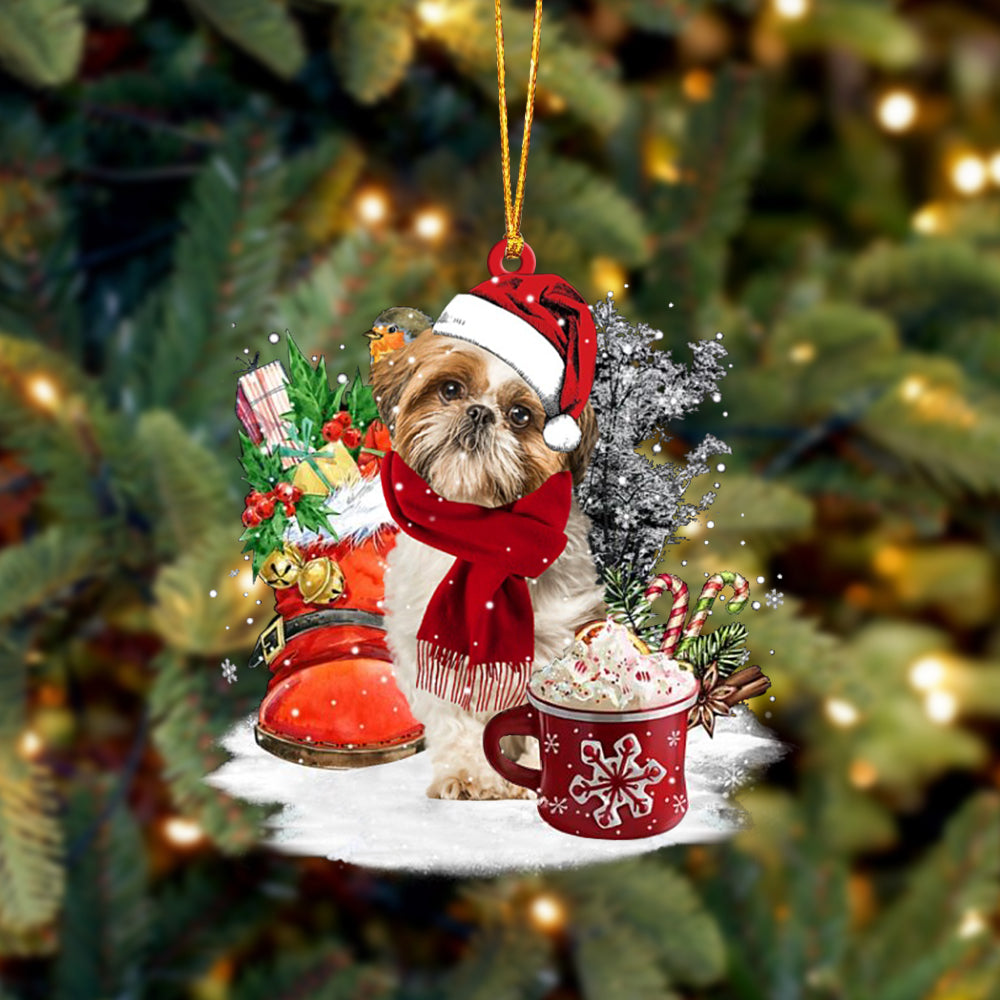 Shih tzu-Winter Cup-Two Sided Ornament