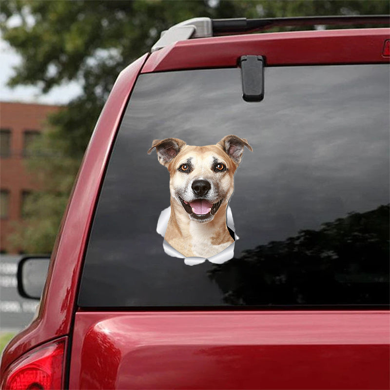 Cute Sstaffordshire Terrier (2) CRACK CAR STICKER