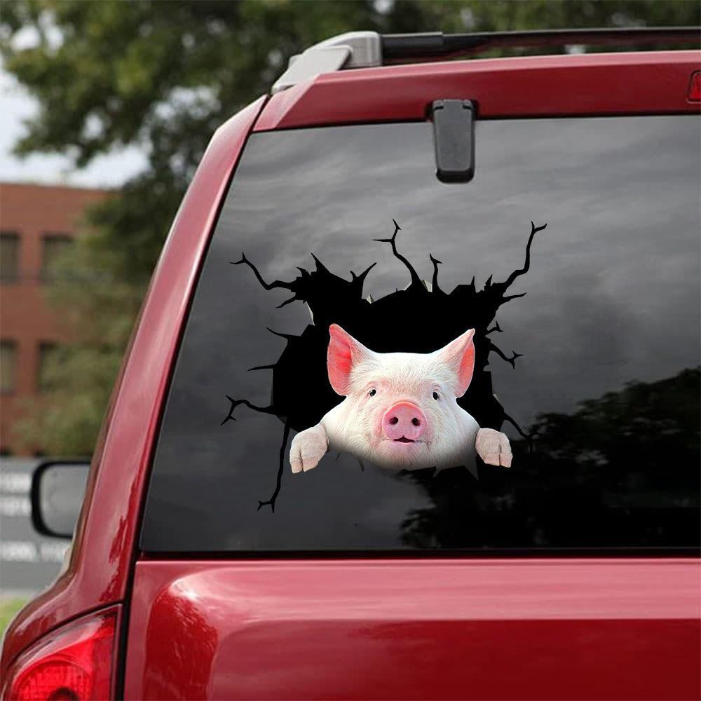 PIG CRACK STICKER ANIMALS LOVER 3