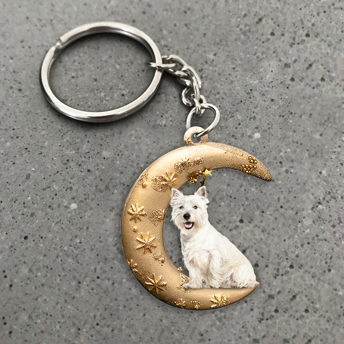 West highland white terrier -Dog &amp; Moon Flat Acrylic Keychain