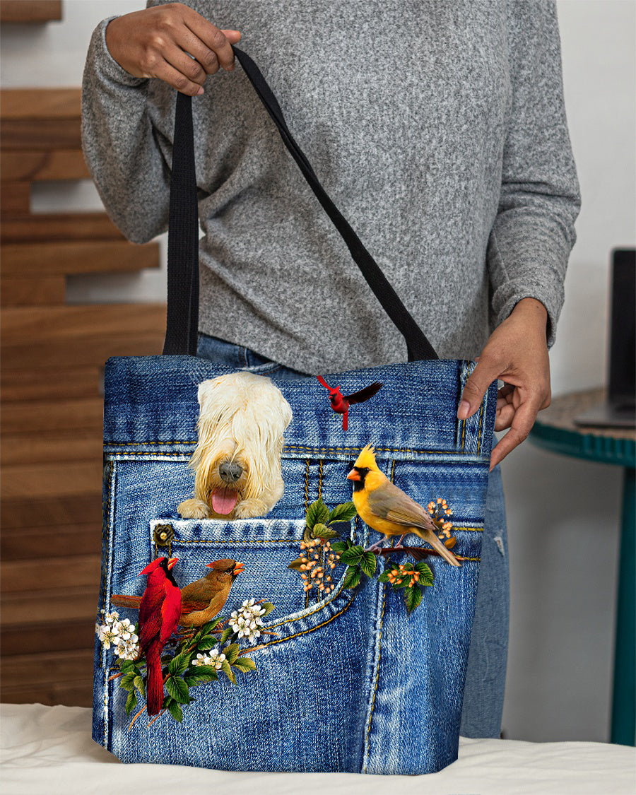 Wheaten Terrier-Cardinal &amp; Dog Cloth Tote Bag
