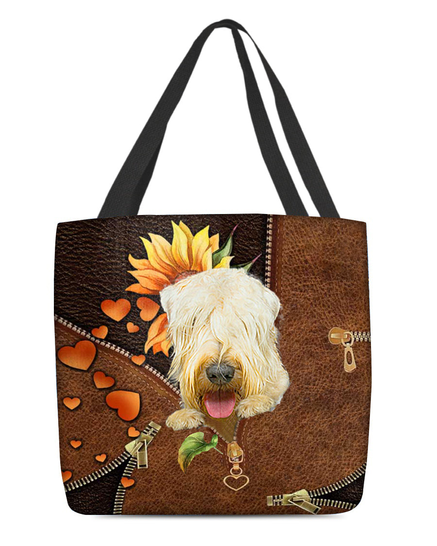 Wheaten terrier-Sunflower&amp;zipper Cloth Tote Bag