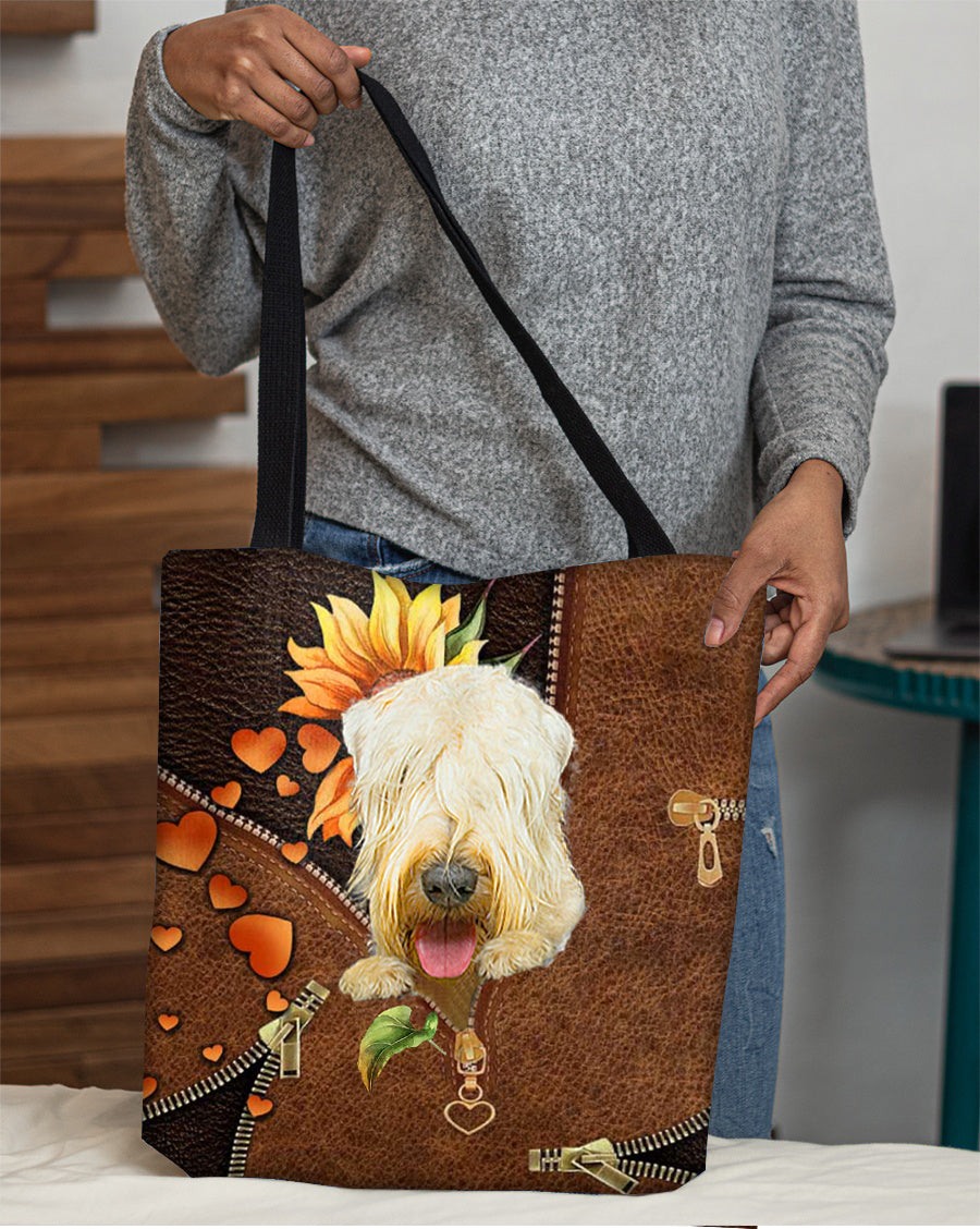 Wheaten terrier-Sunflower&amp;zipper Cloth Tote Bag