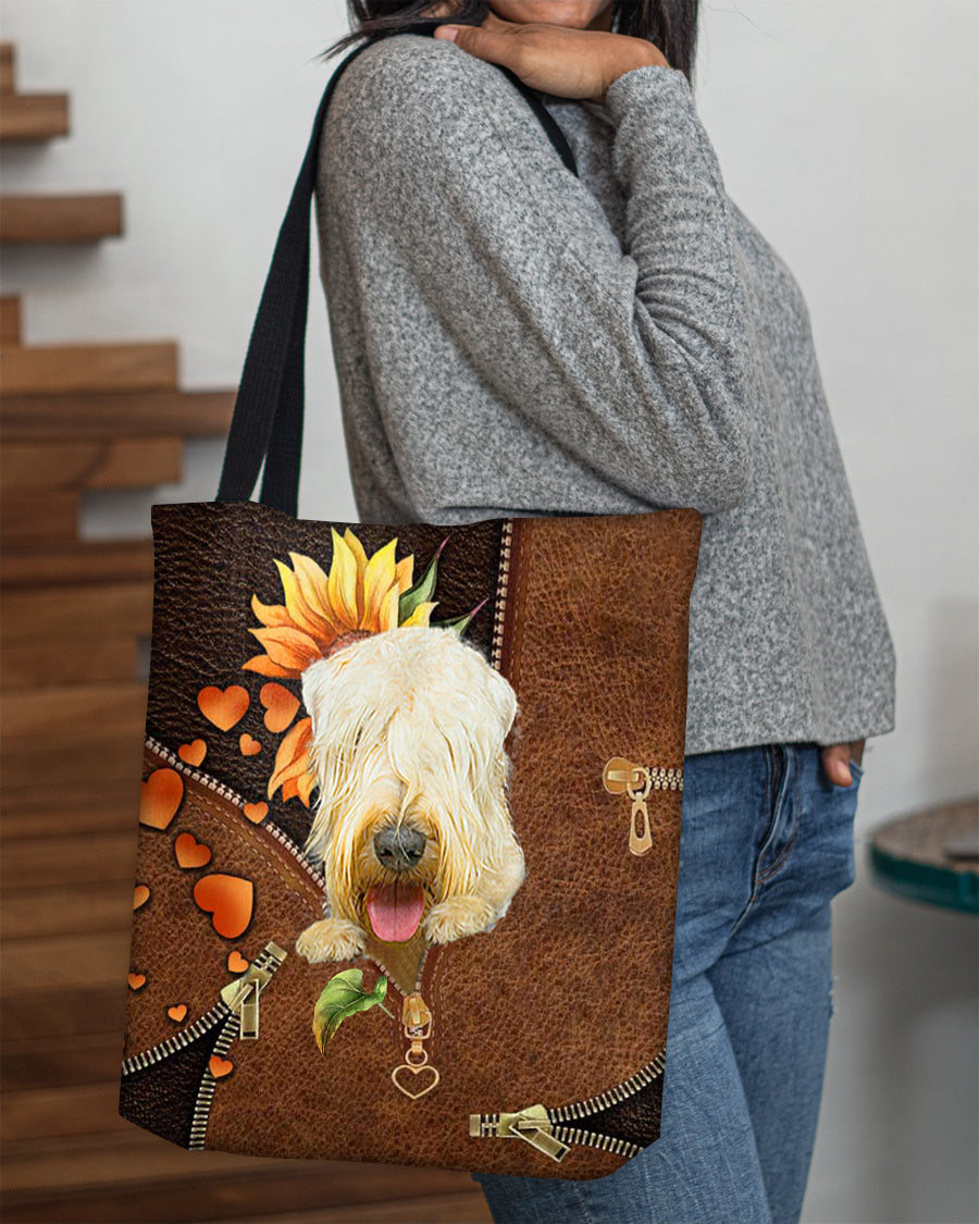 Wheaten terrier-Sunflower&amp;zipper Cloth Tote Bag