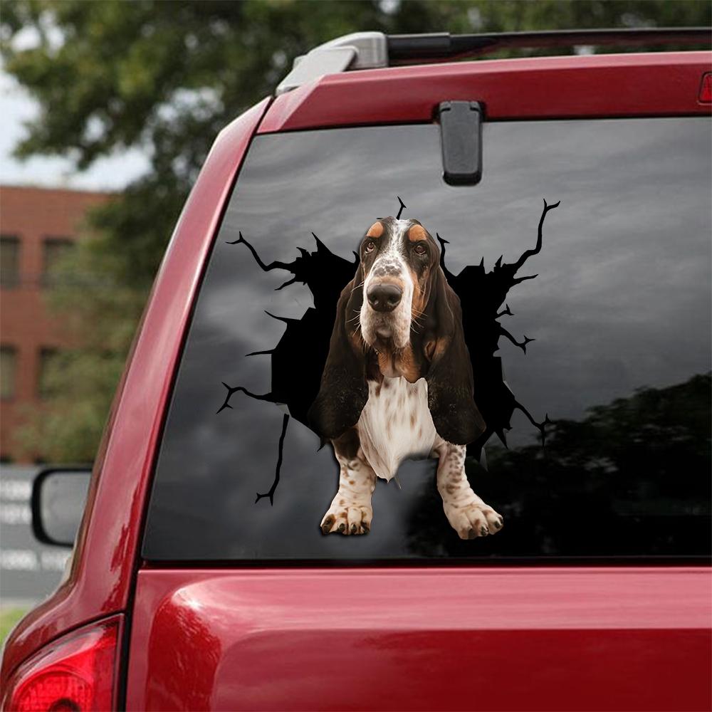 Basset Hound Crack Car Sticker, Toilet Sticker, Fridge Sticker 8