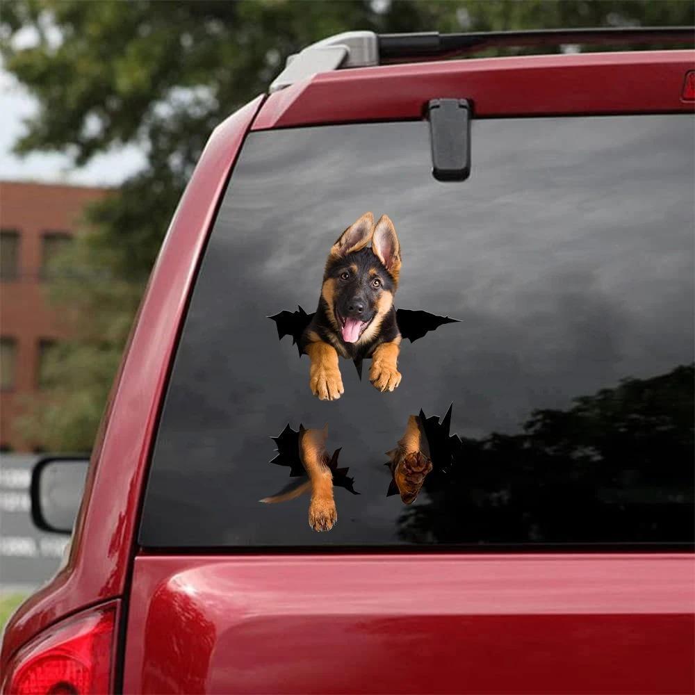 GERMAN SHEPHERD CRACK CAR STICKER 7