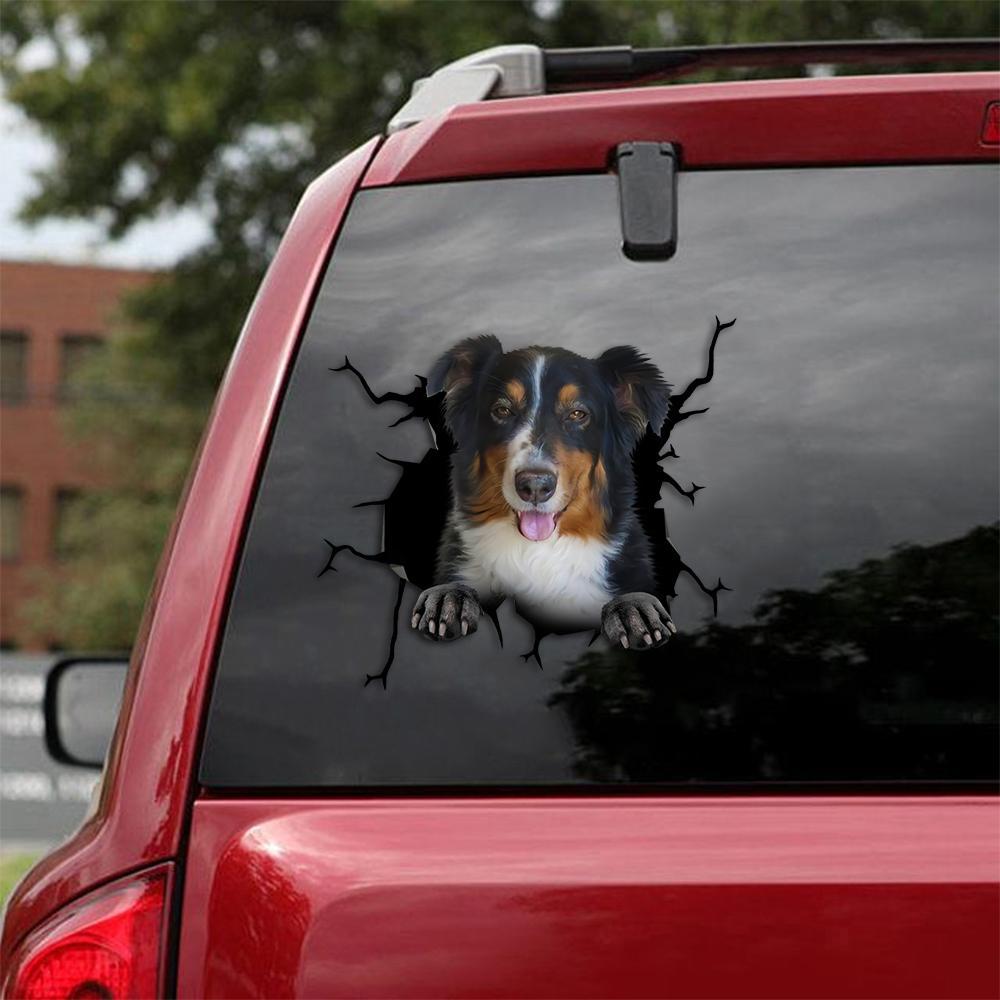 Border Collie Crack Car Sticker, Toilet Sticker, Fridge Sticker 37