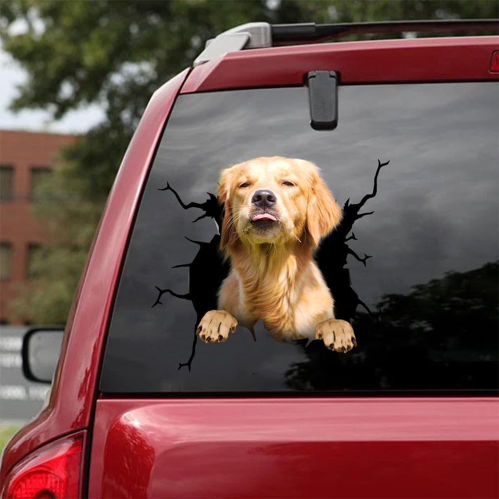 Golden Retriever Crack Car Sticker, Toilet Sticker, Fridge Sticker 22